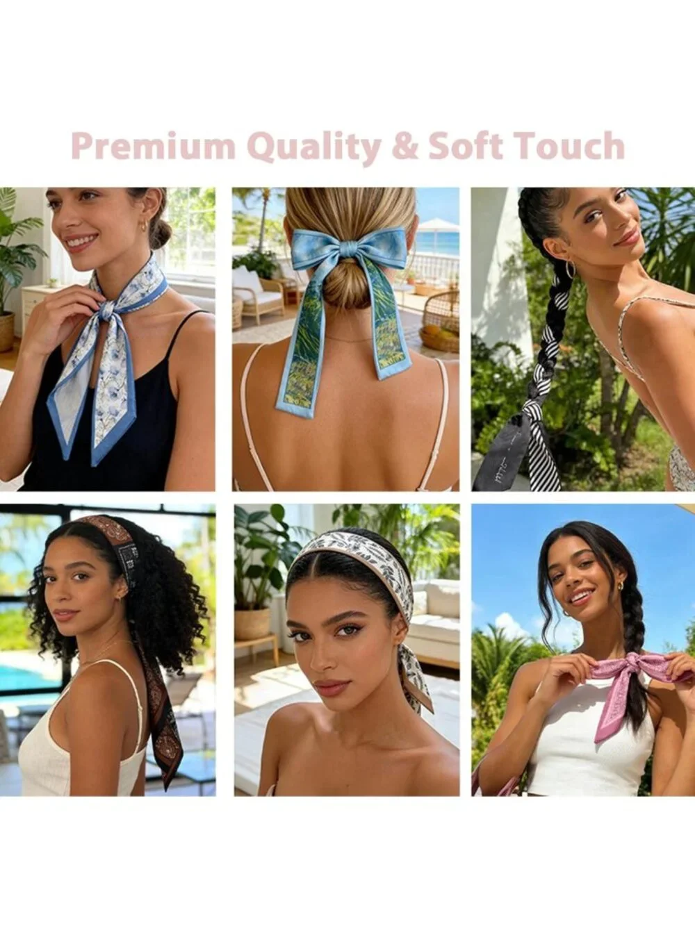 Lightweight Silk Hair Scarves for Women - 4/40 Pcs Headbands & Bag Accessories